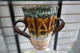 A 1970s style two handled vase