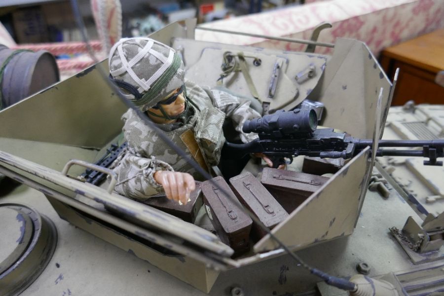 A remote control model of a British armoured vehicle modelled on Gulf War set up (highly de - Image 3 of 7