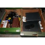 Box containing two Xbox 360, PXP 3 and box of mixed cameras