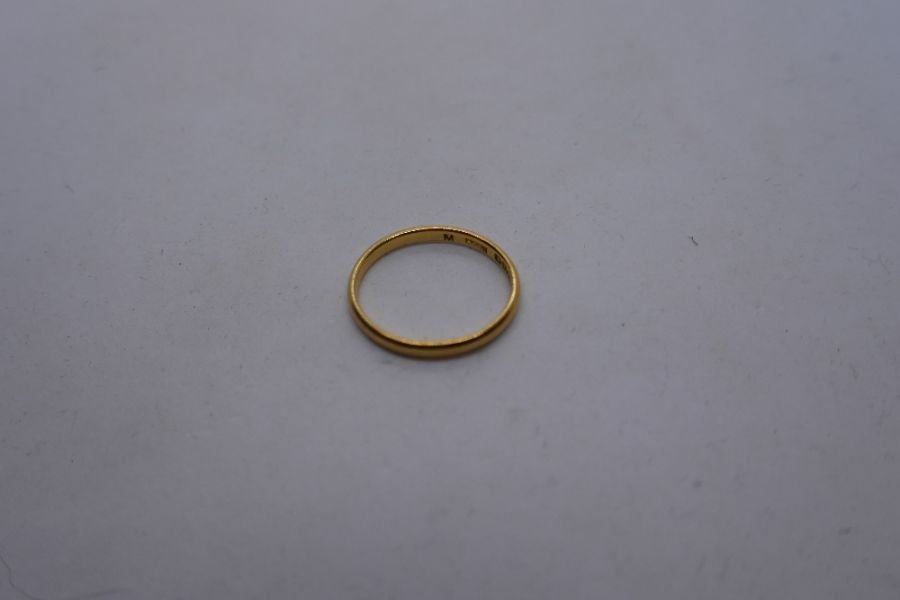 22ct yellow gold wedding band, size K/L, 2.2g approx, marked 22 - Image 5 of 6