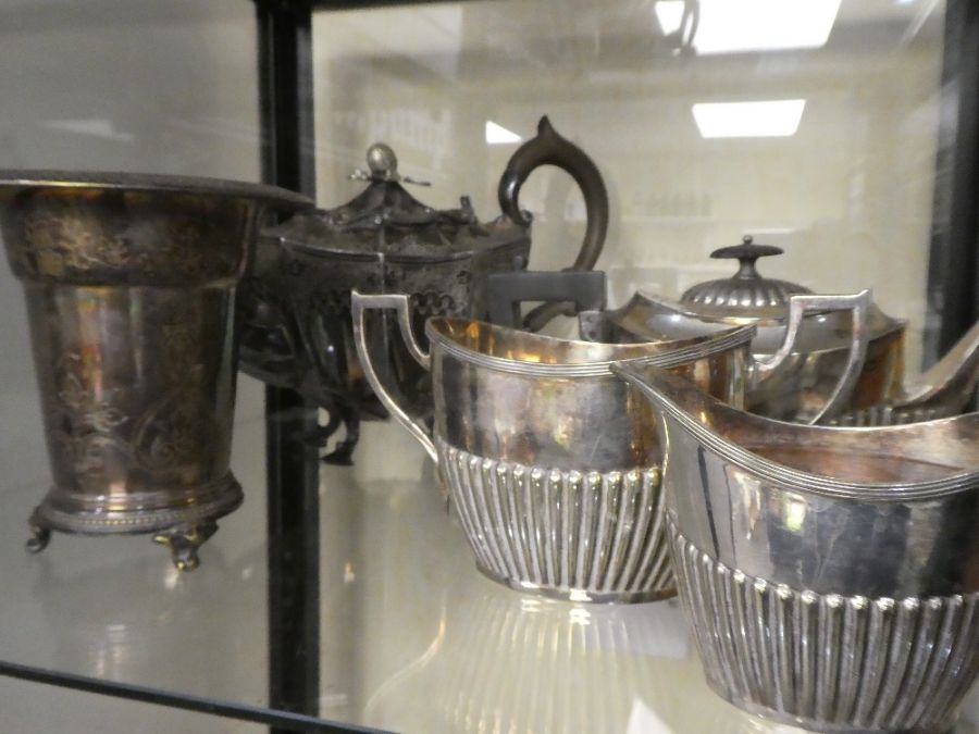 A Victorian silver plated kettle on stand and a Christoffel vase and sundry - Image 2 of 3