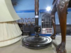 Mahogany standard lamp decorated with Oriental scenes