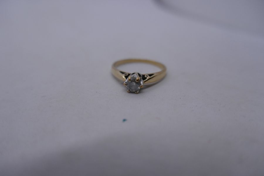 9ct yellow gold solitaire diamond ring, approx .33 carat, size O/P 2.1g approx - Image 13 of 15