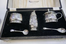 A silver cased Christening set hallmarked Chester 1921 Zachariah Barraclough and Sons. Also with a s