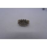 18ct yellow gold diamond cluster ring, one stone missing, approx 21 small diamonds, marked 750 size