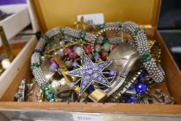 Box of mixed costume jewellery to include watches, brooches, necklaces, etc and 2 small boxes contai