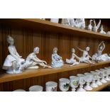 A quantity of Lladro and Nao ballerina figures, a set of 3 Lladro cranes and 2 other figures