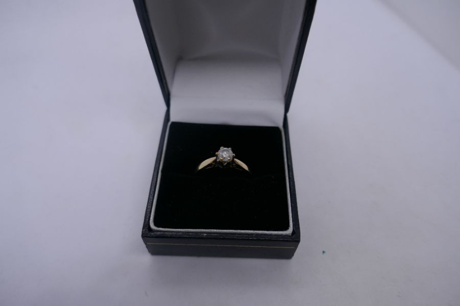 9ct yellow gold solitaire diamond ring, approx .33 carat, size O/P 2.1g approx - Image 15 of 15