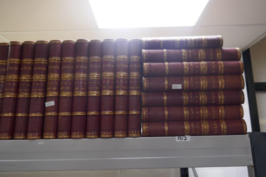 A quantity of 19th century, leather bound Punch magazines the spines having gilt decoration from 184 - Image 2 of 5