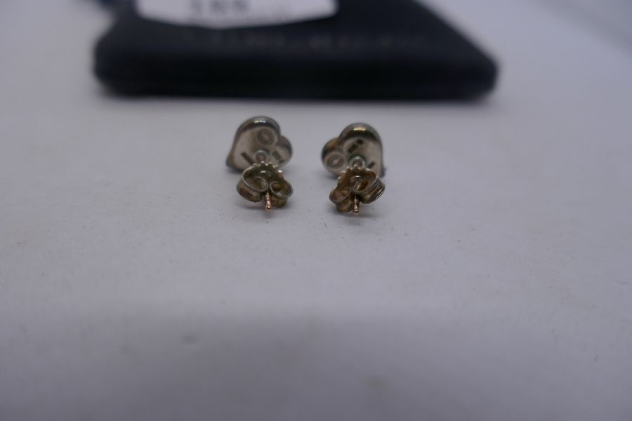 925 Silver Designer heart shaped stud earrings by Georg Jensen, in velvet bag, marked 'From the Arti - Image 6 of 6