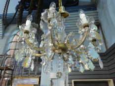 A glass eight branch chandelier