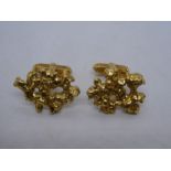 Pair of 18ct yellow gold nugget design cufflinks, marked 18, 25.6g approx