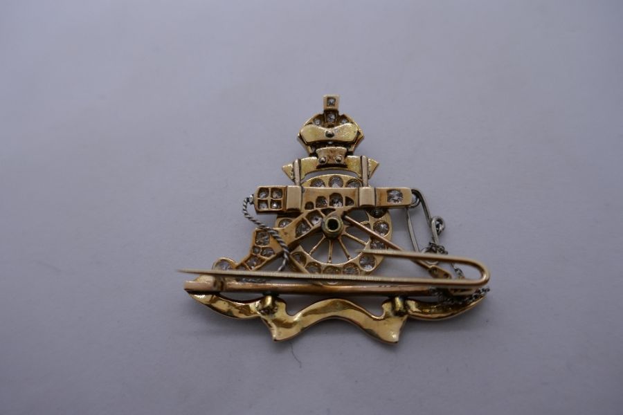 Of Military interest: a superb antique tooled leather cased, Royal Artillery Sweetheart brooch in ye - Image 13 of 15