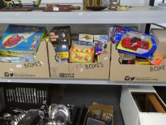 Three boxes of tinplate clockwork toys mostly boxed to include Chinese & Japanese examples