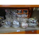 A selection of Spode china and cut glass items