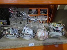 A selection of Spode china and cut glass items