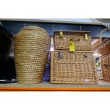 Collection of wickerware including hampers, laundry basket, etc