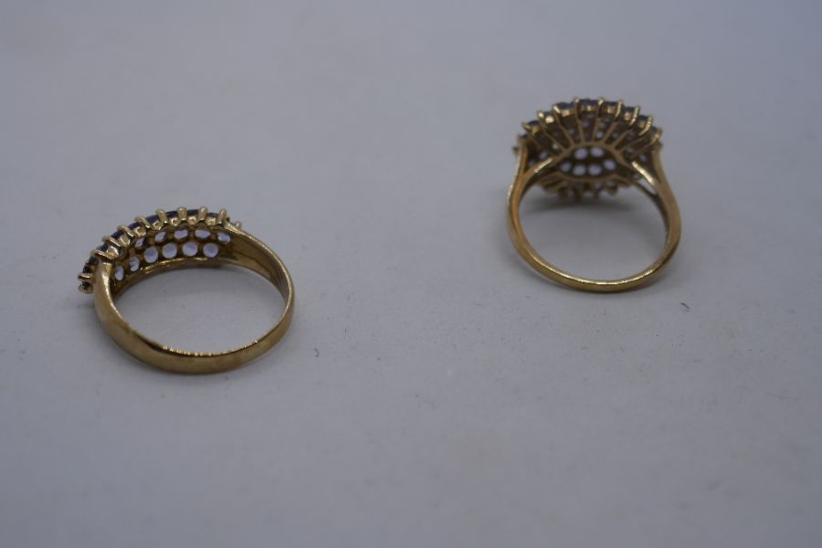 Two 9ct dress rings set with pale purple stones, one a cluster example AF, possibly tourmaline, both - Image 3 of 8