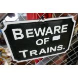 Beware of train sign