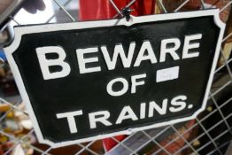Beware of train sign