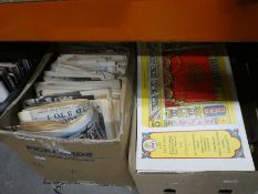 Box of vintage newspapers, box of vintage books an