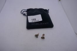 925 Silver Designer heart shaped stud earrings by Georg Jensen, in velvet bag, marked 'From the Arti