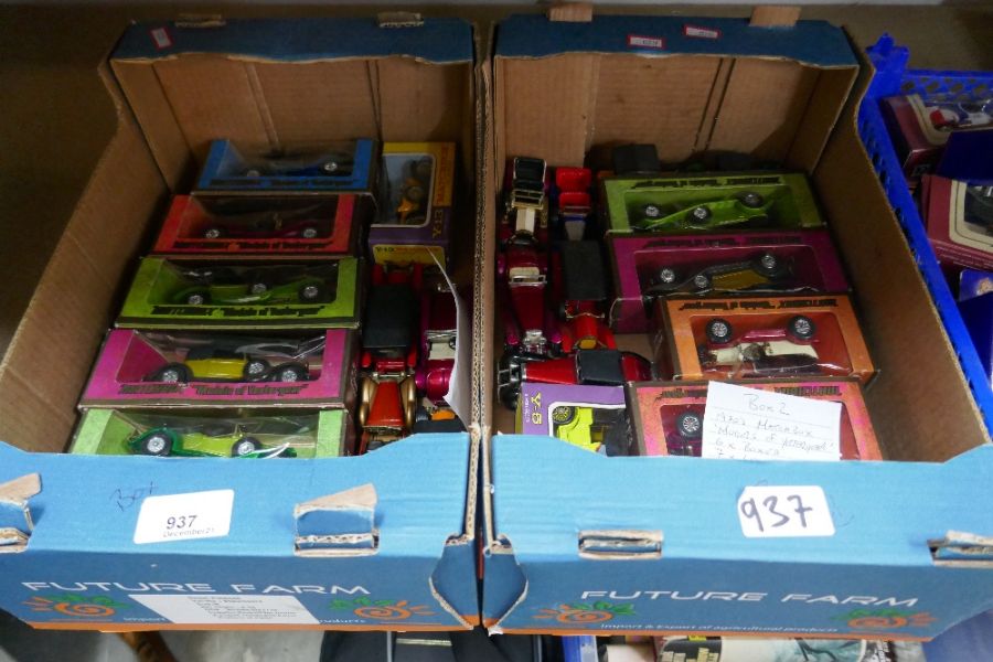 3 boxes of 70s matchbox model of Yesteryear cars, some boxed and unboxed