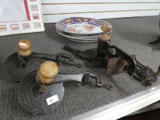 Two vintage marmalade cutters by follows and Bates Ltd, and two other cutters