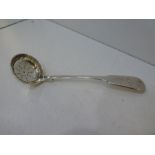 An Irish Georgian silver high quality tea strainer. Heavy weight with engraved EA initials. Hallmark