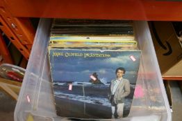 A box of LPs including Mike Oldfield, James Taylor etc
