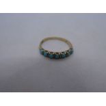 9ct yellow gold turquoise set ring, marked 375, size O, 1.7g