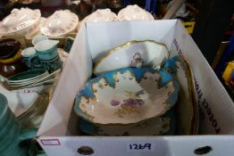 A Box of mixed ceramics including large meat platter, Harrods side plates, Studio Pottery Coffee set