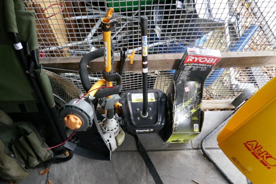 Petrol Ryobi multi-tool, with multiple attachments