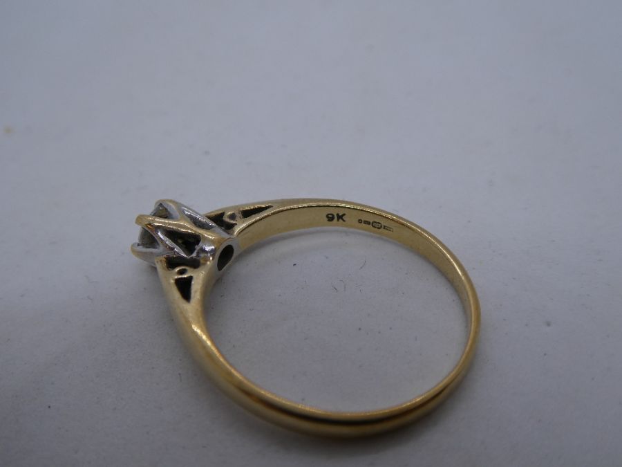 9ct yellow gold solitaire diamond ring, approx .33 carat, size O/P 2.1g approx - Image 9 of 15