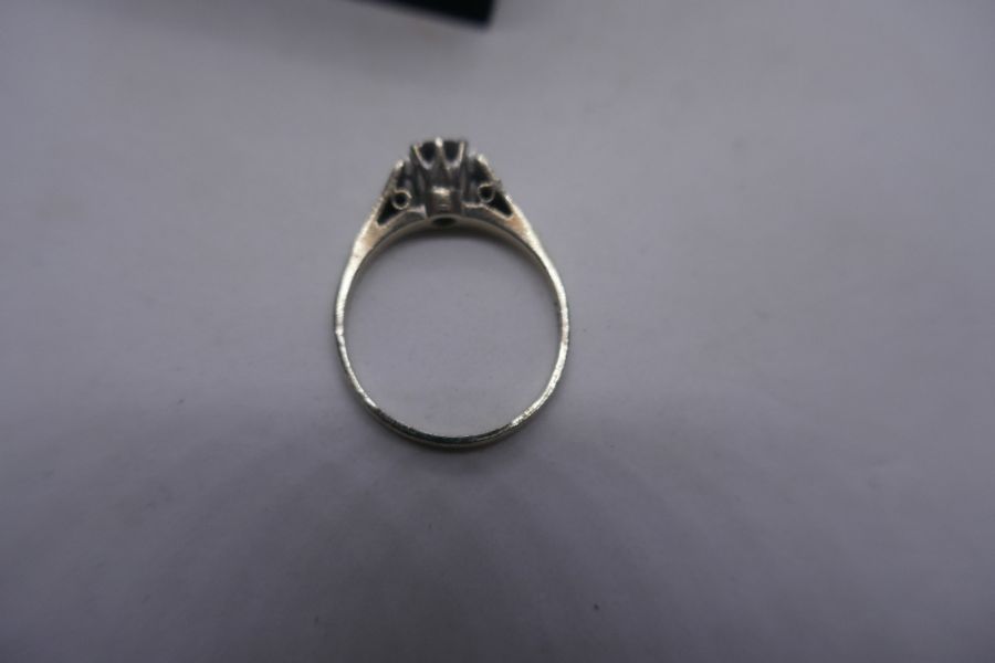 9ct white gold illusion set diamond ring on textured shoulders, marked 375, size Q, gross weight 3g - Image 3 of 5