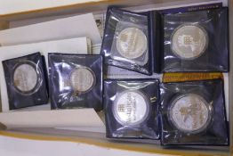 A superb lot comprising of six silver coins to include three fine silver Australian dollars, one fin