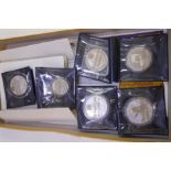 A superb lot comprising of six silver coins to include three fine silver Australian dollars, one fin