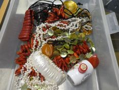 Tray of costume jewellery to include Coral, tiger's eye examples, pearl necklace, Mother of Pearl br