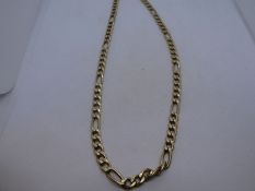 9ct yellow gold figaro design neck chain, marked 385, 19.5g approx