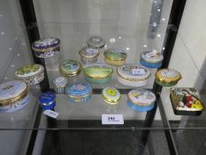 A quantity of Halcyon Days enamel pillboxes and others