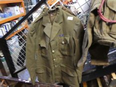 Selection of jackets and tunics some dated 1945 East Lancashire Regiment, etc