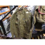 Selection of jackets and tunics some dated 1945 East Lancashire Regiment, etc