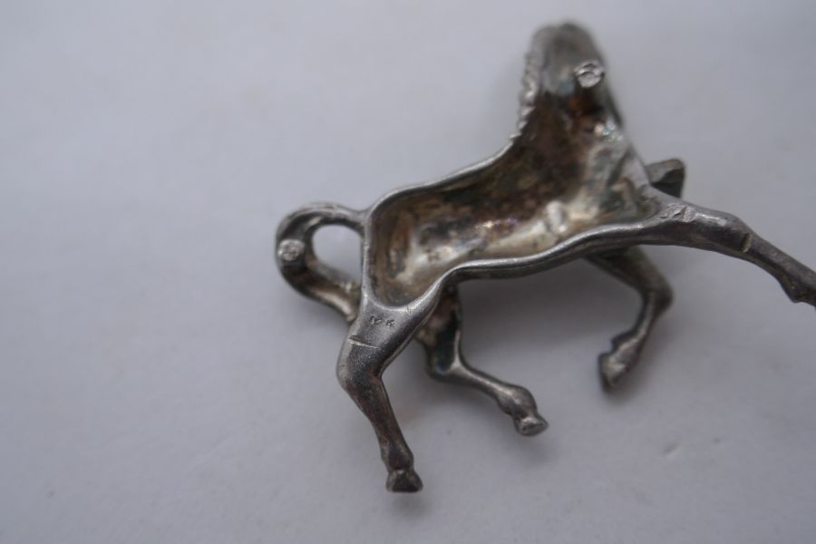 14k White gold brooch of a stallion, AF, Marked 14K 9.9g - Image 3 of 4