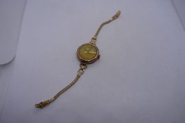 Vintage 9ct yellow gold watch marked 375, on plated strap together with a gold cased 'services' exam