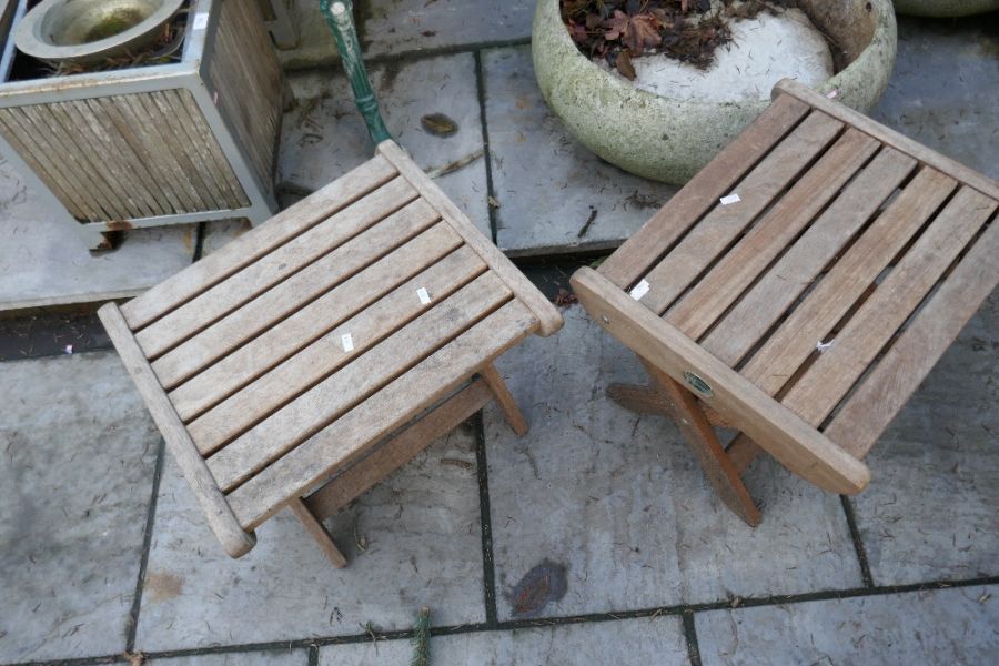 Two teak garden reclining armchairs and two tables by Swan, Hattersley - Image 3 of 3