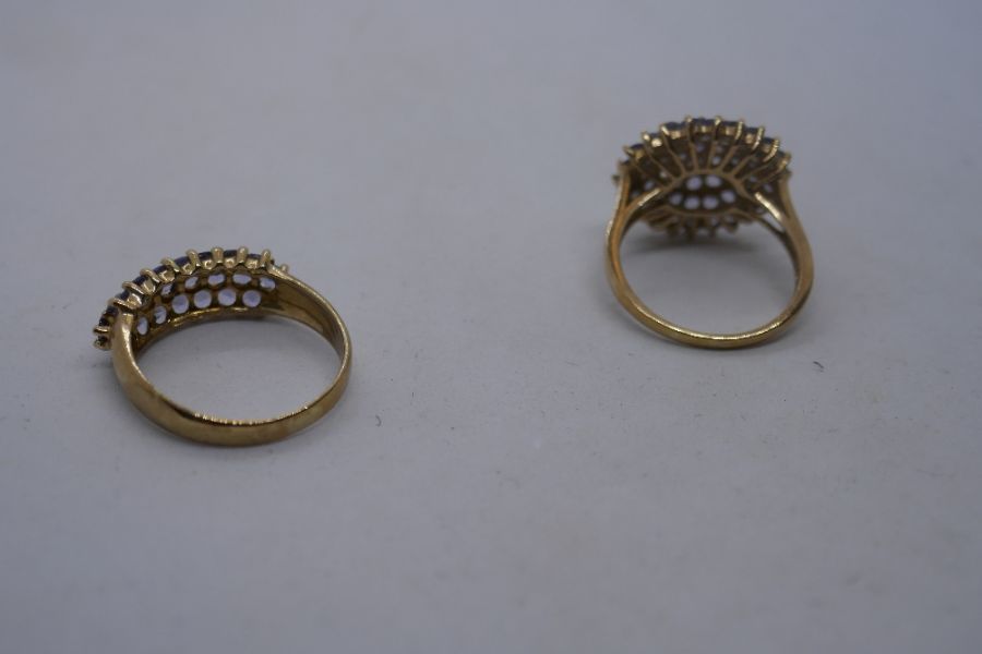 Two 9ct dress rings set with pale purple stones, one a cluster example AF, possibly tourmaline, both - Image 7 of 8