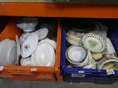 Three boxes of mixed china, jelly moulds etc, including  Evesham