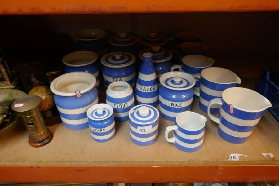 Set of Cornish ware TG Green pottery, and others, including condiment sets measuring jugs, etc