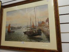 Bernard Benedict Henry (1844-1910) A watercolour of Naval training ship in dock scene, signed and da