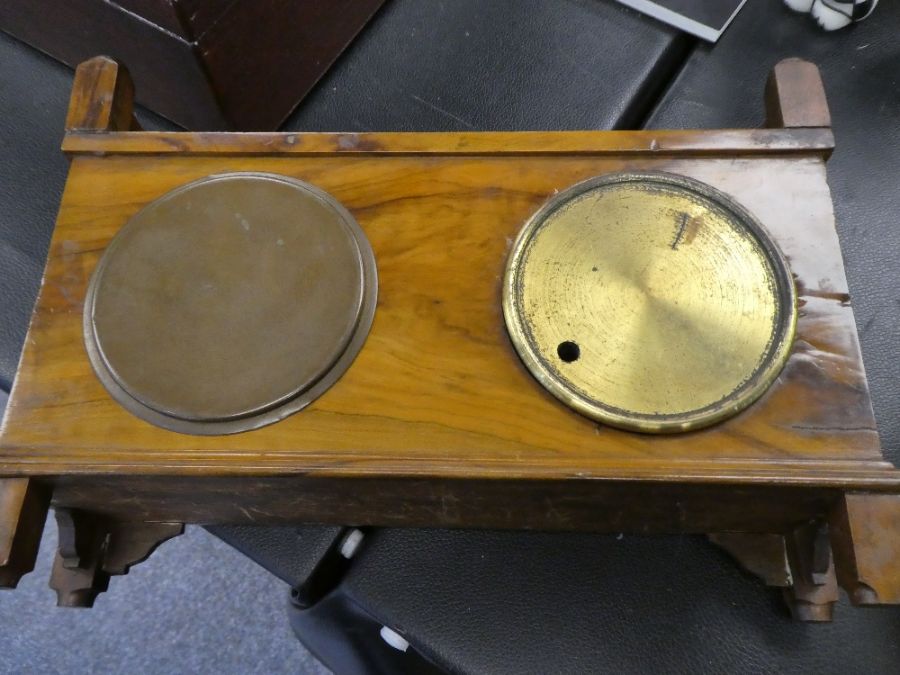 An early 20th century, clock barometer and thermometer set in carved wooden case with balustrade - Image 5 of 6